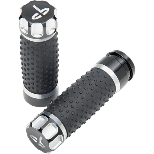Drag Specialties - Drag Specialties Custom Grips - Black/Re-Machine with Textured Rubber Sleeves - H17-05A6B