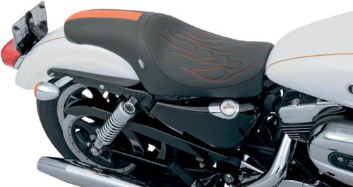 Drag Specialties - Drag Specialties Predator Seat - Orange Flame with GT Stripe - 0804-0400