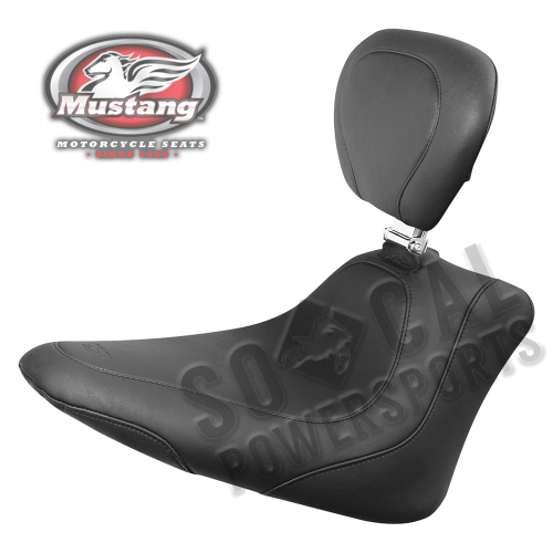 Mustang - Mustang Wide Tripper Solo Seat with Driver Backrest - Smooth - Black - 79744