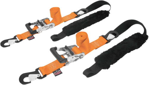 Powertye - Powertye Big Daddys Tie-Downs - Ratchet with Two Snap-Hook Ends - Sewn-In Sheepskin - Orange - 32529-S