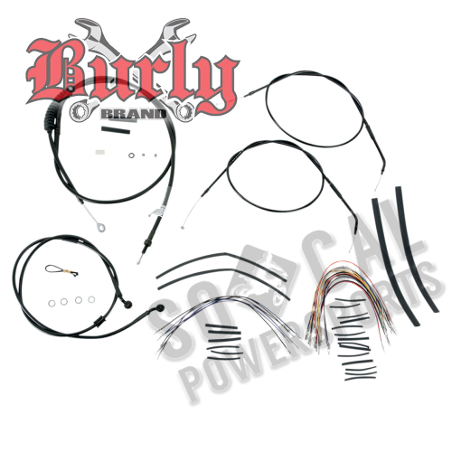 Burly Brand - Burly Brand Extended Cable/Brake Line Kit for 14in. Ape Handlebars - Black Vinyl - B30-1004