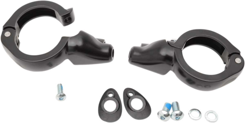 Drag Specialties - Drag Specialties Turn Signal Fork Clamps for 49mm Fork Tubes - Black - 2020-1272