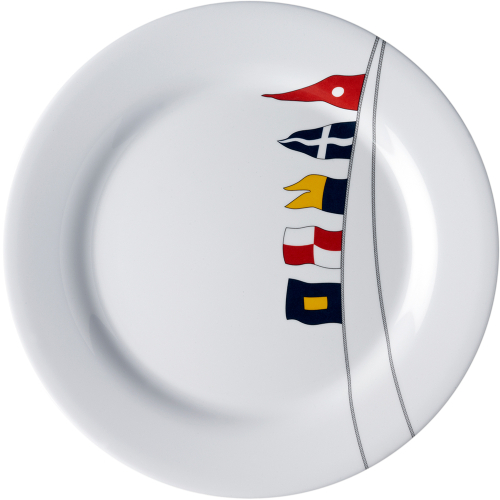 Marine Business - Marine Business Melamine Non-Slip, Flat, Round Dinner Plate - REGATA - 10" Set of 6