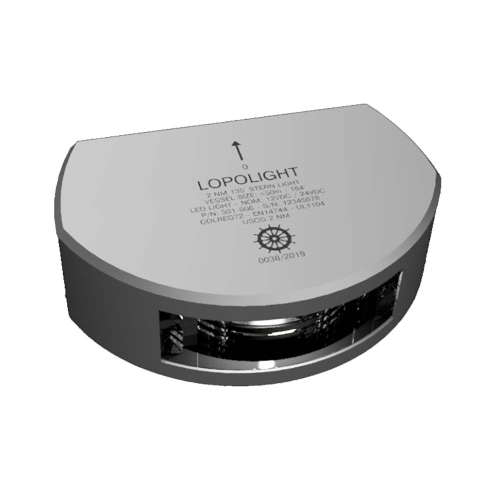 Lopolight - Lopolight Stern Light w/6W Deck Light &amp; 2.5M Cable - 2nm - Silver Housing - Single - Vertical Mount