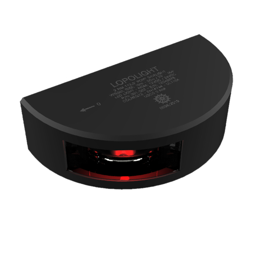 Lopolight - Lopolight Red Port Sidelight w/6M Cable - 2nm Black Housing - Vertical Mount