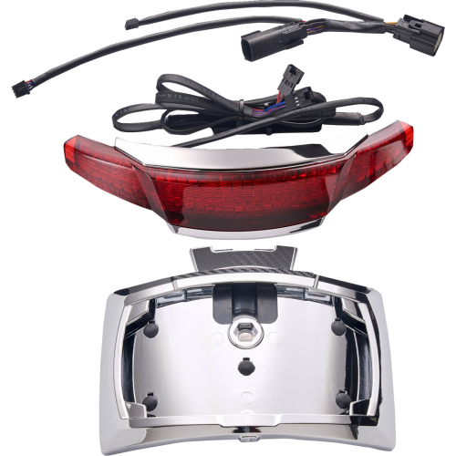 Ciro - Ciro Latitude Lightstrike Taillight with License Plate Mount - Chrome/Red Lens - 40373