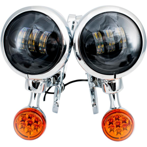 Rivco Products - Rivco Products 4.5in. LED Auxiliary Lights with Turn Signals - Chrome Brackets/Light Housings - MV190