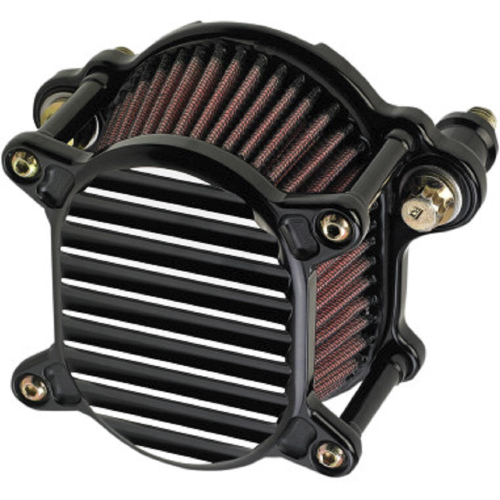 Joker Machine - Joker Machine Omega Air Cleaner Assembly - Finned - Black Anodized/Silver Accents - 021662