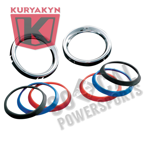 Kuryakyn - Kuryakyn Large Deluxe Gauge Bezels with Colored Accents - 3781