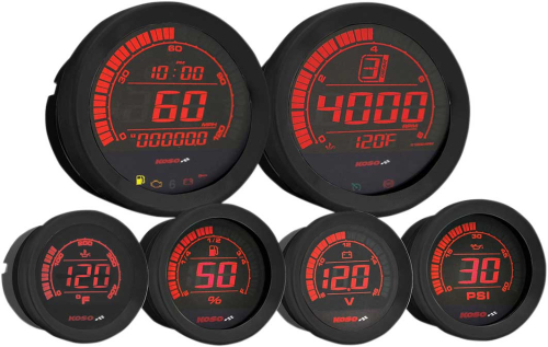 Koso North America - Koso North America Digital Gauge Cluster with Oil Temp Gauge - Black - BA050907