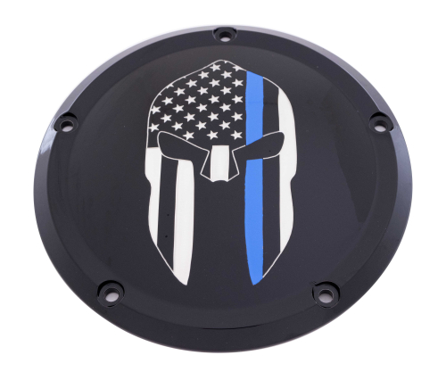 Custom Engraving LTD - Custom Engraving LTD Patriotic Derby Cover - Spartan Blue Line - Black - LE02-46BG