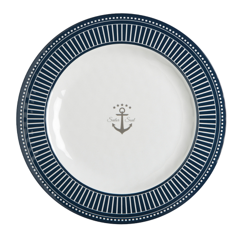 Marine Business - Marine Business Melamine Flat, Round Dinner Plate - SAILOR SOUL - 10" Set of 6