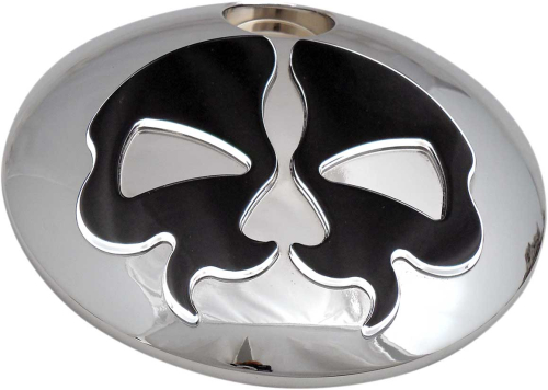 Drag Specialties - Drag Specialties Split Skull Fuel Door - Chrome with Black Skull - 0703-0791