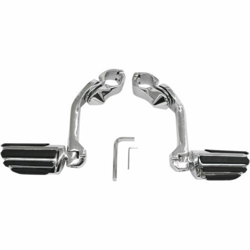 Rivco Products - Rivco Products Highway Pegs with 5in. Mounting Arms - Chrome with Tapered Ribbed Pegs - MV120