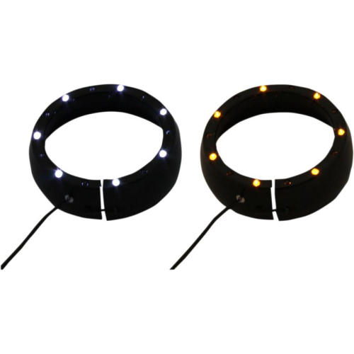 Custom Dynamics - Custom Dynamics Passing Lamp Trim Rings with White DRL and LED Turn Signals - Black - CDTB-45TR-1B
