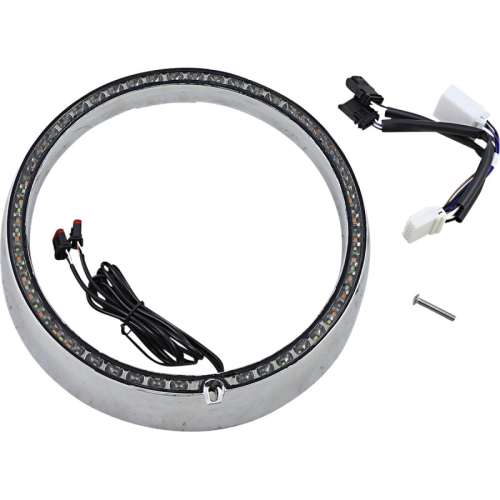 Custom Dynamics - Custom Dynamics Probeam Amber/White Headlamp Trim Ring with Standard Turn Signal - Chrome - PB-7TR-AW-3C