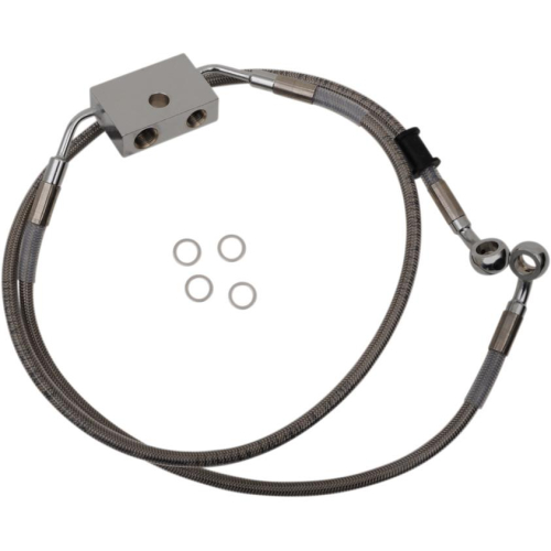 Drag Specialties - Drag Specialties Extended Length Stainless Steel Front Brake Line Kit - +8in. - Clear-Coated - 1741-5308