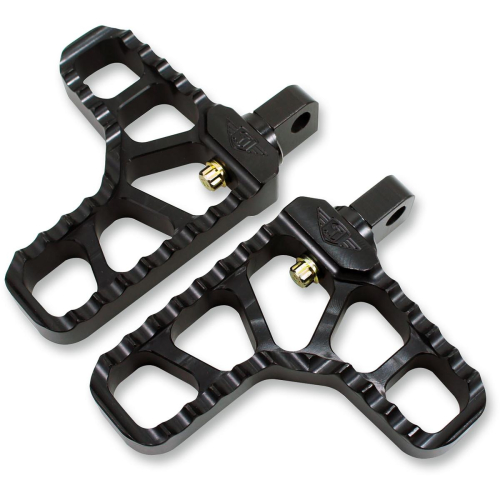 Joker Machine - Joker Machine Adjustable Serrated Heel Footpeg - 4-3/16in L x 3-7/8in W x 13/16in Thick - Black Anodized - 08-62-5B