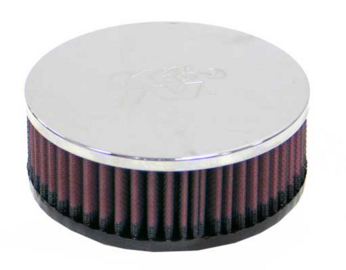 K&N Engineering - K&N Engineering Universal Round Straight Air Filter - Chrome End Cap - RC-2440