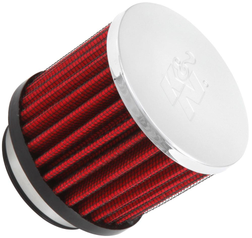 K&N Engineering - K&N Engineering Universal Round Straight Air Filter - Chrome End Cap - 62-1480