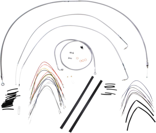 Burly Brand - Burly Brand Extended Cable/Brake Line Kit for 14in. Gorilla Handlebars - Stainless Steel - B30-1050