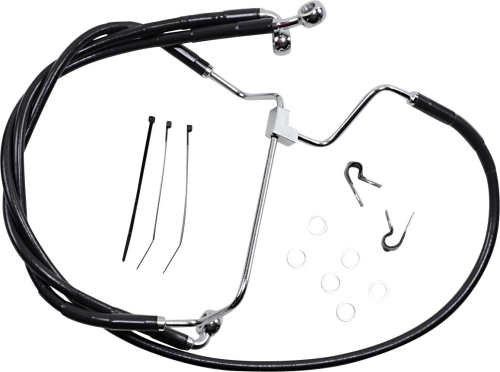 Drag Specialties - Drag Specialties Extended Stainless Steel Front Brake Line Kit - Black Vinyl Coated - 17-1/4in, 21-1/2in, 34-1/4in. - 1741-3980