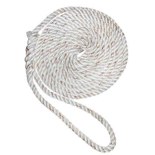 New England Ropes - New England Ropes 3/4" X 35' Premium Nylon 3 Strand Dock Line - White w/Tracer