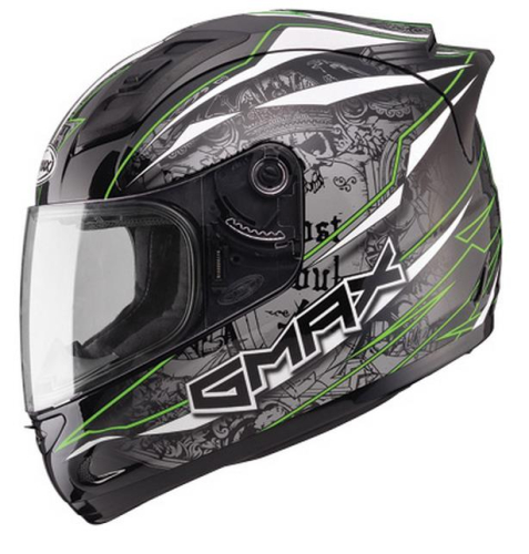 G-Max - G-Max GM69 Mayhem Helmet - G7693678 TC-23 - Mayhem Black/Silver/Hi-Viz Green - 2XL