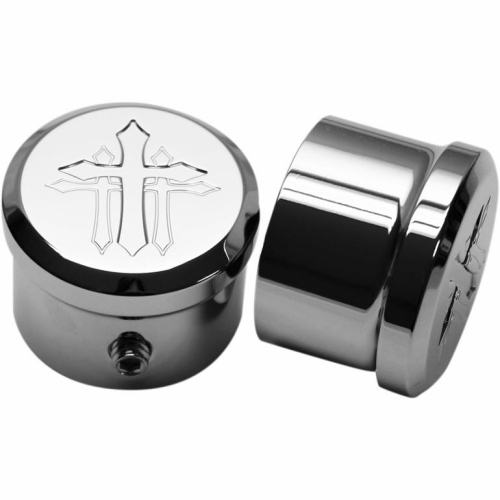 Carl Brouhard Designs - Carl Brouhard Designs Cross Style Axle Covers - Chrome - CRAXCC