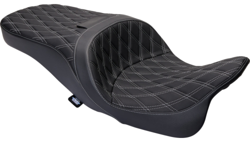 Drag Specialties - Drag Specialties Freedom Touring Seats - Double Diamond - Silver Thread - 0801-1482