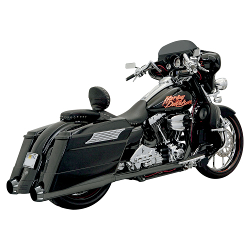 Bassani Manufacturing - Bassani Manufacturing +P Stepped True-Duals B1 Exhaust System - Black with Black End Caps - 1F56RB