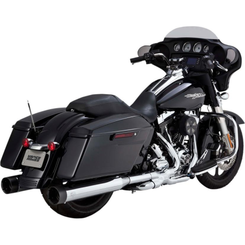 Vance & Hines - Vance & Hines Oversized 450 Titan Slip-On Mufflers - Chrome with Black End Caps - 16551