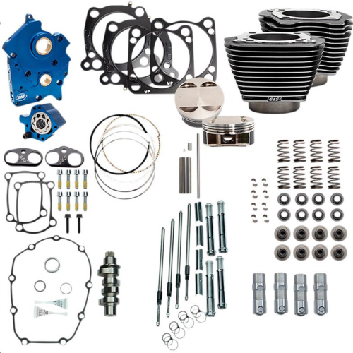 S&S Cycle - S&S Cycle 128in. Power Package for M8 - Chain Cam - Water Cooled - Black Granite w/ Highlighted Fins - 310-1107A