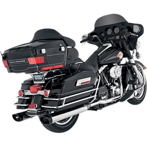 Vance & Hines - Vance & Hines Monster Oval Slip-Ons - Chrome with Black Tips - 16753