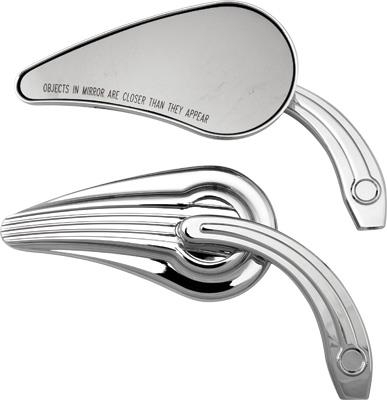 HardDrive - HardDrive Universal Caudal Fin Mirror w/Raised Rib Stem - Chrome - M60-6299