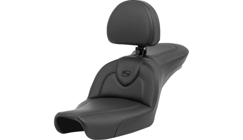 Saddlemen - Saddlemen Roadsofa Seat - with Backrest - Black/Black Stitching - 896-04-187BR