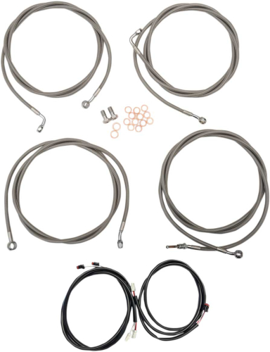 LA Choppers - LA Choppers Complete Handlebar Cable/Brake & Clutch Line/Wire Kit - Stainless Braided - LA-8054KT3-13