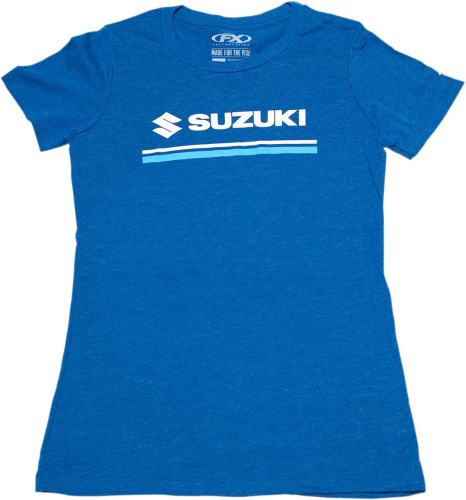 Factory Effex - Factory Effex Suzuki Stripes Womens T-Shirt - 22-87434 - Heather/Royal Blue - Large