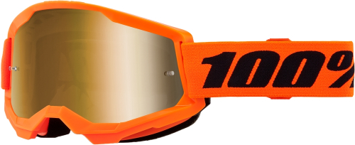 100% - 100% Strata 2 Junior Goggles - 50032-00009 - Neon Orange/Mirror Gold Lens - OSFM