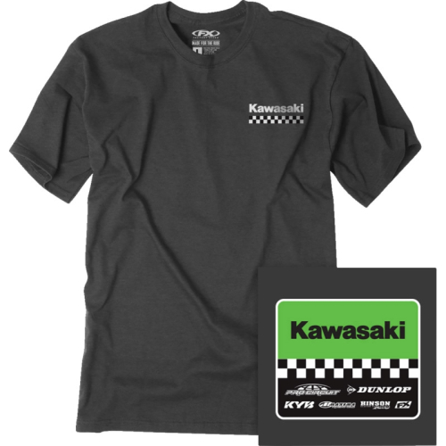 Factory Effex - Factory Effex Kawasaki Starting Line T-Shirt - 27-87108 - Heather Charcoal - 2XL