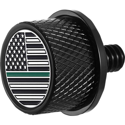 Figurati Designs - Figurati Designs Seat Mounting Knob - Black with Green Line American Flag Skull - FD72-SEAT KN-BK