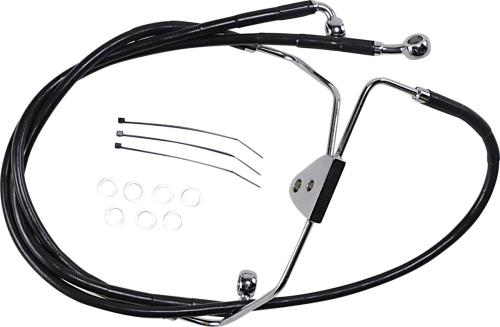 Drag Specialties - Drag Specialties Extended Stainless Steel Front Brake Line Kit - Black Vinyl Coated - 15 3/8in./31in. - 620085-8BLK