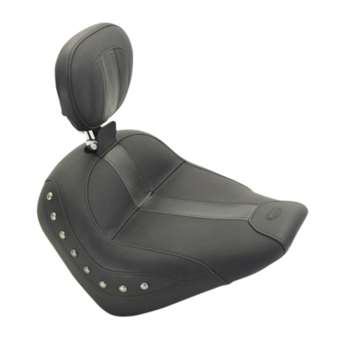 Mustang - Mustang Vintage Solo Seat with Driver Backrest for Scout - Studded - Black - 79527