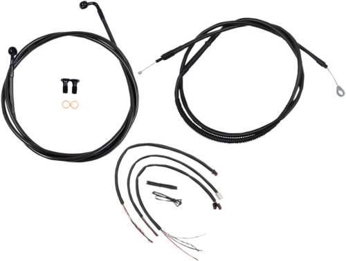 LA Choppers - LA Choppers Complete Handlebar Cable/Brake & Clutch Line/Wire Kit - Midnight Braided - LA-8153KT2-16M