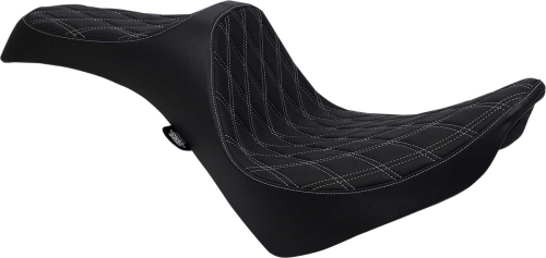 Drag Specialties - Drag Specialties Predator III Seat - Double Diamond - Silver Thread - 0802-1146