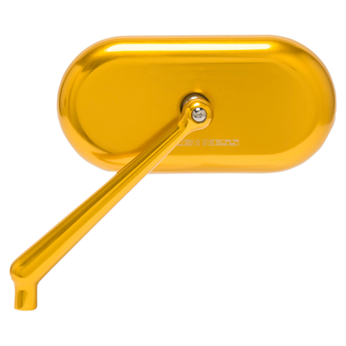 Arlen Ness - Arlen Ness Forged Oval Short Stem Billet Mirror - Left - Gold Anodized - 13-175