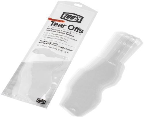 100% - 100% Tear Offs for Racecraft 2/Accuri2/Stratus 2 Goggles - Standard - 51018-101-20