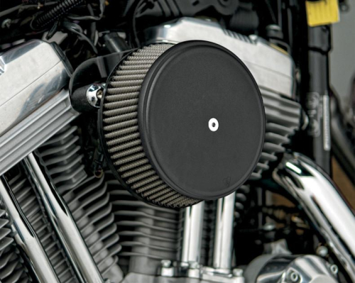 Arlen Ness - Arlen Ness Billet Sucker Stage I Air Filter Kit with Steel Cover - Smooth Black - Stainless Steel Filter - 18-335