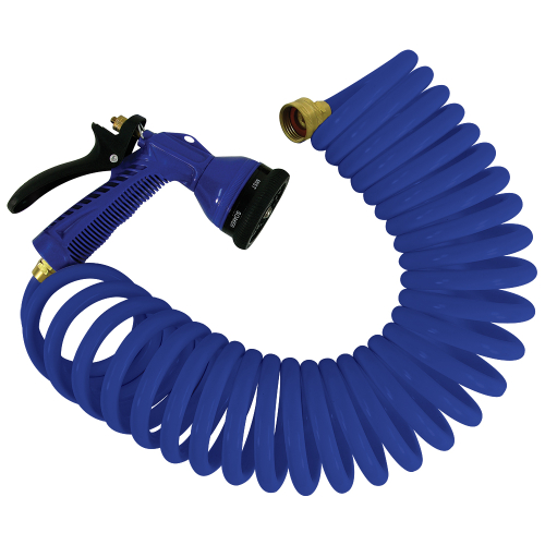 Whitecap - Whitecap 15' Blue Coiled Hose w/Adjustable Nozzle