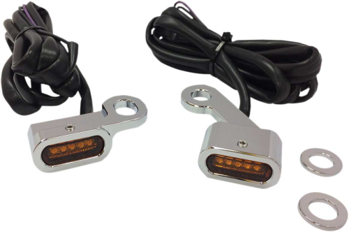 Drag Specialties - Drag Specialties LED Handlebar Marker Lights - Chrome/Amber Lens - 2040-2136